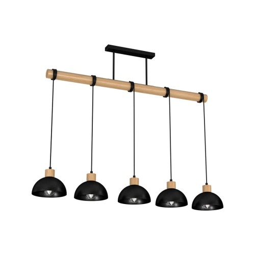 Lampa wisząca ERIK Czarny/Drewno 5xE27 MLP7227 Milagro