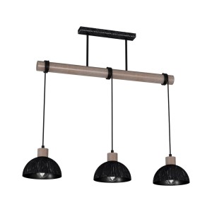 Lampa wisząca ERIK Sawn Czarny/Patynowy Drewno 3XE27 MLP7640 Milagro