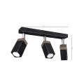 Lampa sufitowa SOLO SAWN Czarny/Patynowy Drewno 3x mini GU10 MLP7473 Milagro