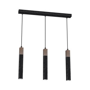 Lampa wisząca SOLO SAWN Czarny/Patynowy Drewno 3x mini GU10 MLP7470 Milagro