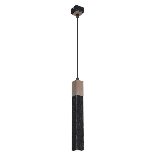 Lampa wisząca SOLO SAWN Czarny/Patynowy Drewno 1x mini GU10 MLP7469 Milagro