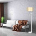 Lampa podłogowa MARSHALL Biały/RATTAN 1xE27 + 1x mini GU10 MLP7492 Milagro