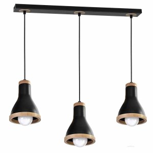 Lampa wisząca HOLLY Czarny/Drewno 3xE27 60W MLP6256 Milagro