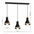 Lampa wisząca HOLLY Czarny/Drewno 3xE27 60W MLP6256 Milagro