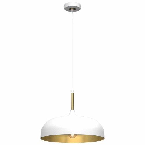Lampa wisząca LINCOLN Biały/Złoty 1xE27 35cm MLP8031 Milagro