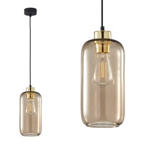 Lampa wisząca MARCO GREEN z brązowego szkła ze złotym elementem TK Lighting