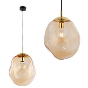 Lampa wisząca SOL z bursztynowego szkła i czarnymi elementami TK Lighting