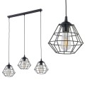 Lampa wisząca DIAMOND NEW BLACK z trzema drucianymi kloszami na listwie TK Lighting