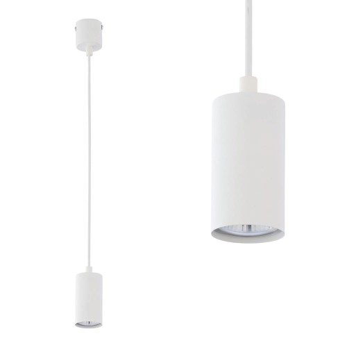 Lampa wisząca LOGAN WHITE z białym kloszem-tubą TK Lighting