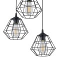 Lampa wisząca DIAMOND NEW BLACK z trzema czarnymi, drucianymi kloszami TK Lighting
