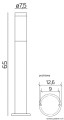Lampa stojąca słupek ogrodowy Inox Black ST 022-650 SU-MA