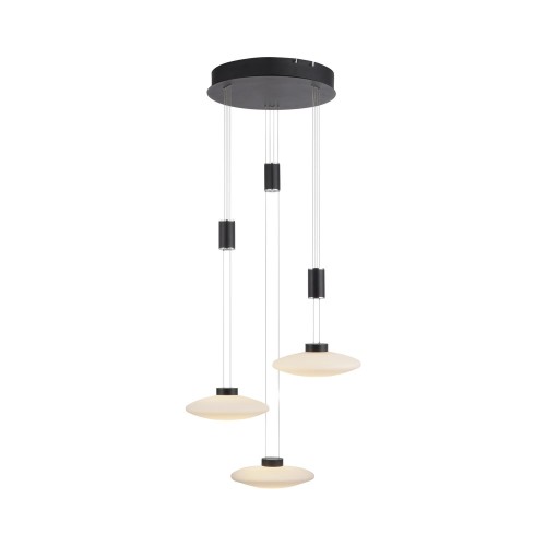 Lampa wisząca sufitowa LAUTADA 3 - punktowa czarny PaulNeuhaus - 2082-18