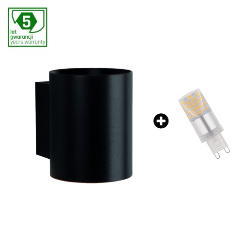 Kinkiet SQUALLA G9 czarna + LED G9 4W ( SLIP006012 + WOJ+14435 ) Spectrum