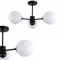 Lampa wisząca Roma 3 czarna z trzema białymi, szklanymi kloszami Light Prestige