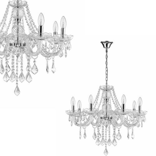 Lampa wisząca żyrandol świecznikowy CRISTALLO 8 ze szklanymi kryształkami Light Prestige