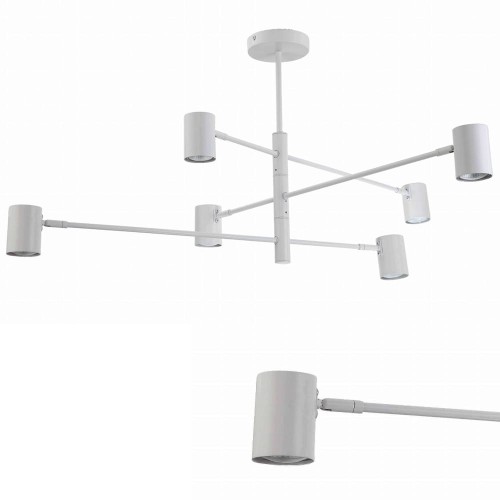 Lampa sufitowa Snow 6 biała z podłużnymi, ruchomymi ramionami Light Prestige