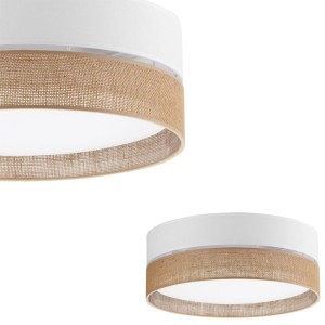 Plafon LINOBIANCO z tkaniny i juty biało-brązowy o śr. 45cm TK Lighting