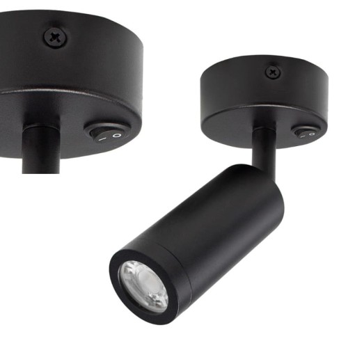 Lampa sufitowa reflektorek MADARA SLIM MR11 SWITCH BAZA czarny z włącznikiem SLIP003034 Spectrum