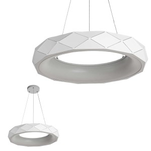Lampa wisząca REUS 36W LED biały pierścień z geometrycznym wzorem Light Prestige
