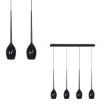 Lampa wisząca IZZA 4 czarna na listwie z 4 kloszami w kształcie łezki Azzardo