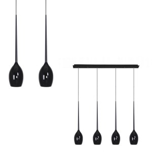 Lampa wisząca IZZA 4 czarna na listwie z 4 kloszami w kształcie łezki Azzardo