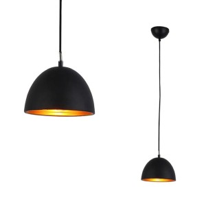Lampa wisząca MODENA 18 BLACK/GOLD metalowa z czarnym kloszem-kopułą i złotym wnętrzem Azzardo