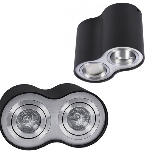 Lampa sufitowa / natynkowa BROSS 2 czarna / aluminium AZ0782 Azzardo