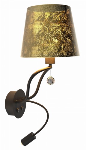 SARIA LAMPA KINKIET 1X6W E14 LED+8W LED CZARNO ZŁOTY APETI  | Candellux A0029-220