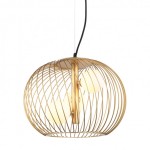 Lampa wisząca Clarisa druciany, złoty klosz zewnętrzny z 3 szklanymi kulami Italux