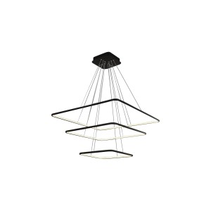 Lampa wisząca NIX BLACK 117W LED z trzema kwadratowymi, czarnymi pierścieniami Milagro
