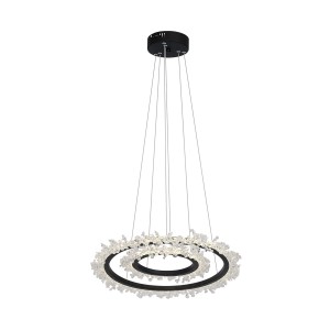 Lampa wisząca FROZEN 60W LED z dwoma pierścieniami ozdobionymi kryształkami Milagro