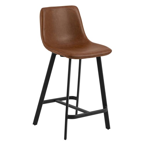 Stołek barowy Oregon PU brandy Low - ACTONA