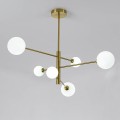Lampa wisząca Dorado 6 na złotym stelażu z białymi, szklanymi kloszami Light Prestige