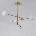 Lampa wisząca Dorado 6 na złotym stelażu z białymi, szklanymi kloszami Light Prestige