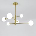 Lampa wisząca Dorado 6 na złotym stelażu z białymi, szklanymi kloszami Light Prestige