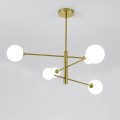 Lampa wisząca Dorado 6 na złotym stelażu z białymi, szklanymi kloszami Light Prestige