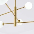 Lampa wisząca Dorado 6 na złotym stelażu z białymi, szklanymi kloszami Light Prestige