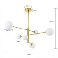 Lampa wisząca Dorado 6 na złotym stelażu z białymi, szklanymi kloszami Light Prestige