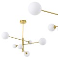 Lampa wisząca Dorado 6 na złotym stelażu z białymi, szklanymi kloszami Light Prestige