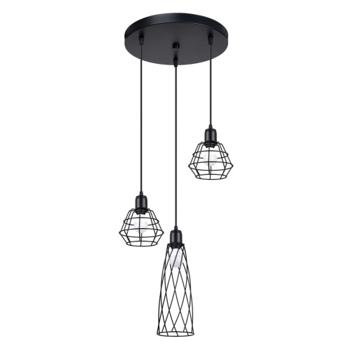 Lampa wisząca SUBA 3P czarna E27 3x15W IP20 SL.1166 SOLLUX