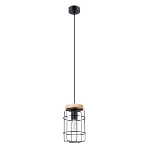 Lampa wisząca GOTTO 1 czarny/drewno E27 1x15W IP20 SL.1263 SOLLUX