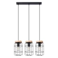 Lampa wisząca GOTTO 3L czarny/drewno E27 3x15W IP20 SL.1264 SOLLUX