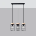 Lampa wisząca GOTTO 3L czarny/drewno E27 3x15W IP20 SL.1264 SOLLUX