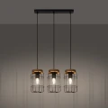 Lampa wisząca GOTTO 3L czarny/drewno E27 3x15W IP20 SL.1264 SOLLUX