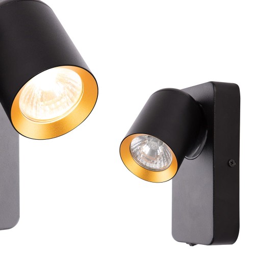 Kinkiet Andy 1xGU10 Czarny + Złoty ML9943 Milagro