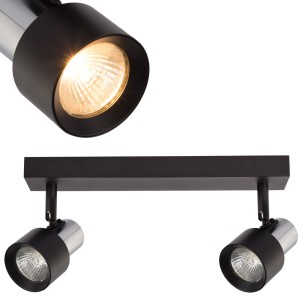 Lampa sufitowa Cino 2xGU10 Czarny + Chrom ML9947 Milagro