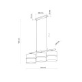 Lampa wisząca NICOL 3 - punktowa czarny/dąb naturalny 4801 TK Lighting