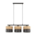 Lampa wisząca NICOL 3 - punktowa czarny/dąb naturalny 4801 TK Lighting