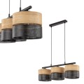 Lampa wisząca NICOL 3 - punktowa czarny/dąb naturalny 4801 TK Lighting