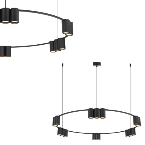 Lampa wisząca (koło) GENESIS BLACK 15xGU10 ML0376 Milagro